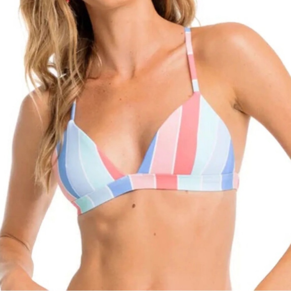 SOUTHERN TIDE Sunny Days Stripe Bikini Top in Flamingo Pink M